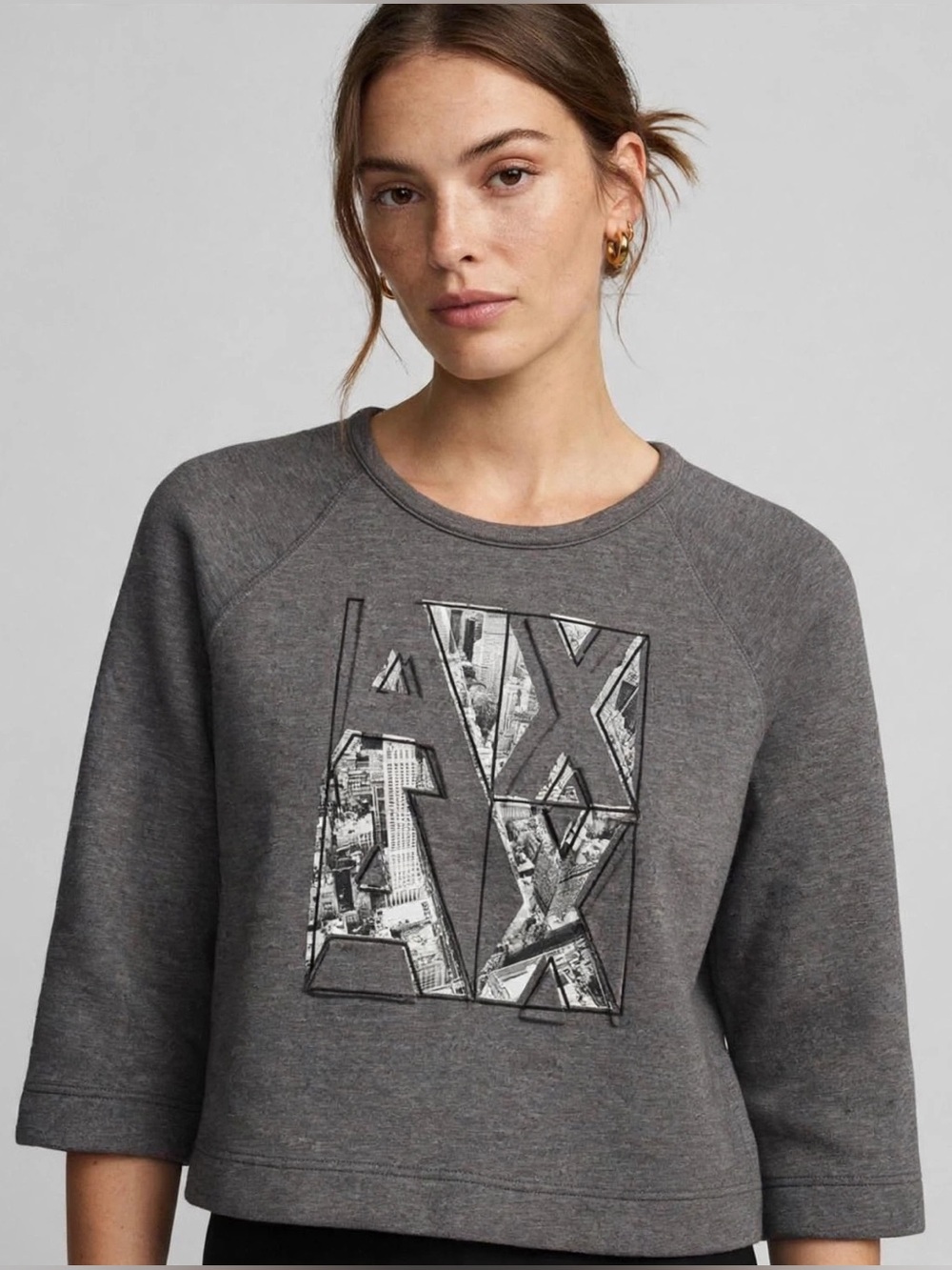 Armani Exchange Gray Logo Sweatshirt